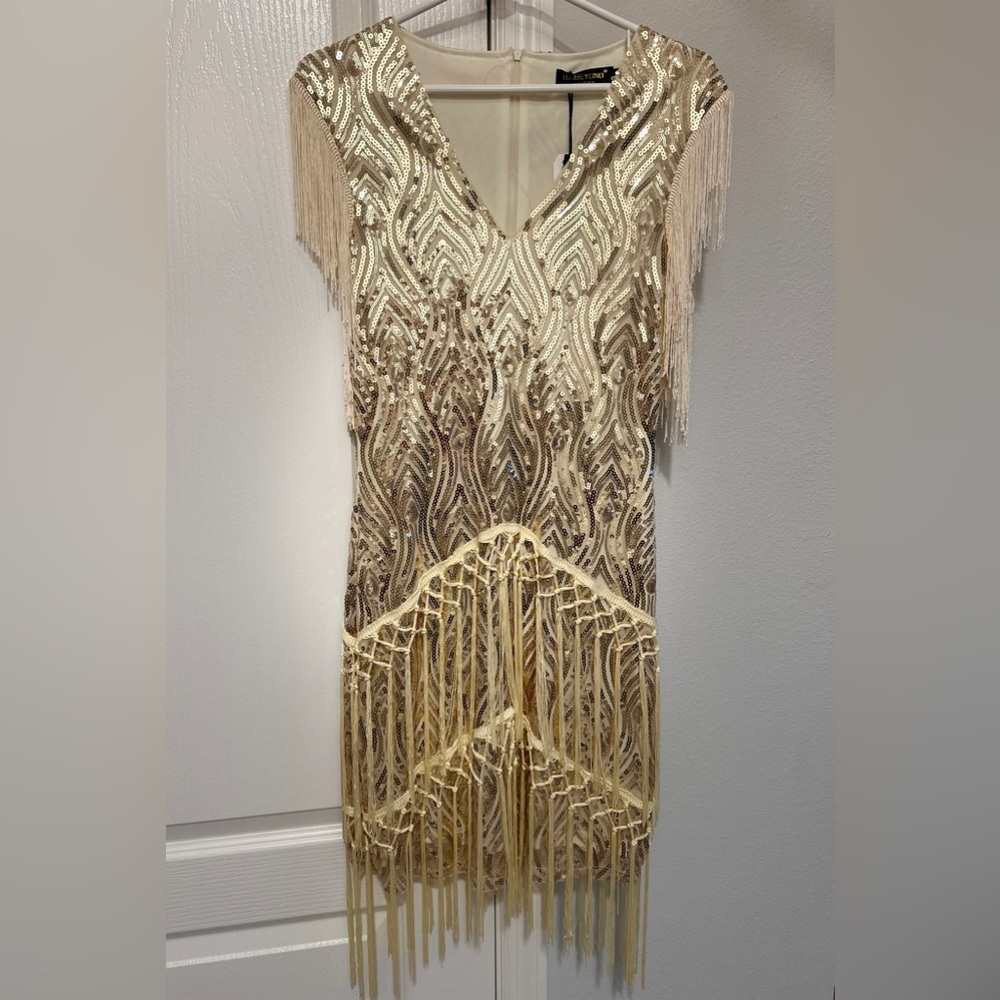 20’s Style Gold Flapper Dress